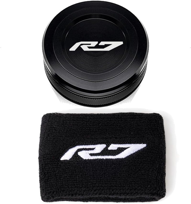 MOWOK Fit For YAMAHA R7 YZF-R7 YZFR7 2025 2024 2023 2022 2021 Motorcycle CNC aluminium alloy Front Brake Fluid Reservoir Protection cap Reservoir cover sock (Black) - Image 1